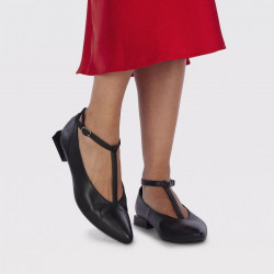 Ballarines Gioseppo negres de pell amb tires per a dona peever