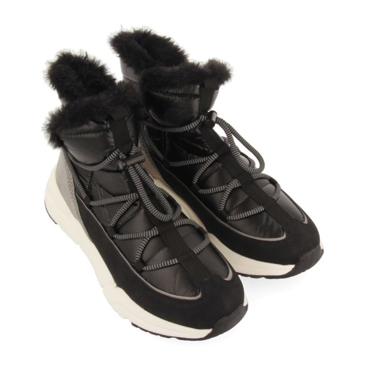 Zapatillas altas Gioseppo negras tipo botín aprés sky con cordones para mujer flirch - Querol online
