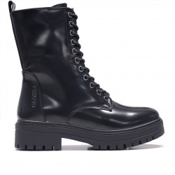Botins plataforma Chika 10 negres amb cort militar amb estil chunky - Querol online