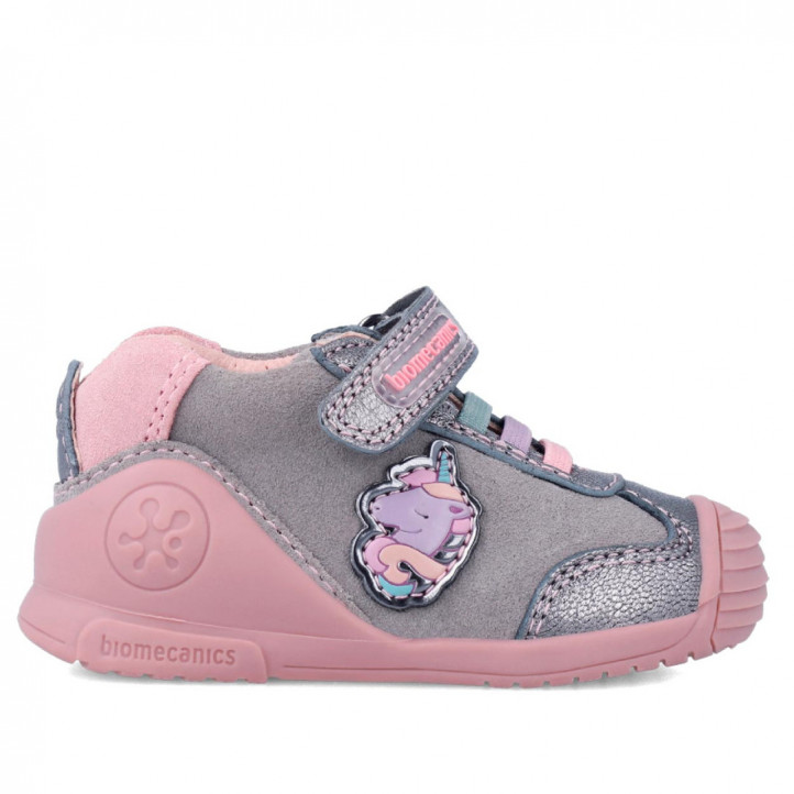 Zapatos Biomecanics para niña grises con unicornio - Querol online