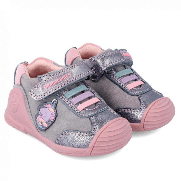 Zapatos Biomecanics para niña grises con unicornio - Querol online