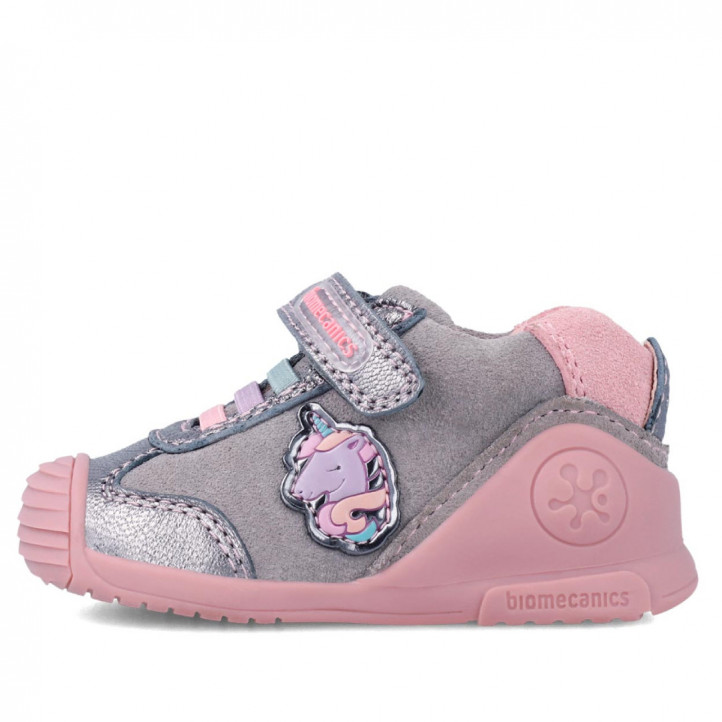 Zapatos Biomecanics para niña grises con unicornio - Querol online