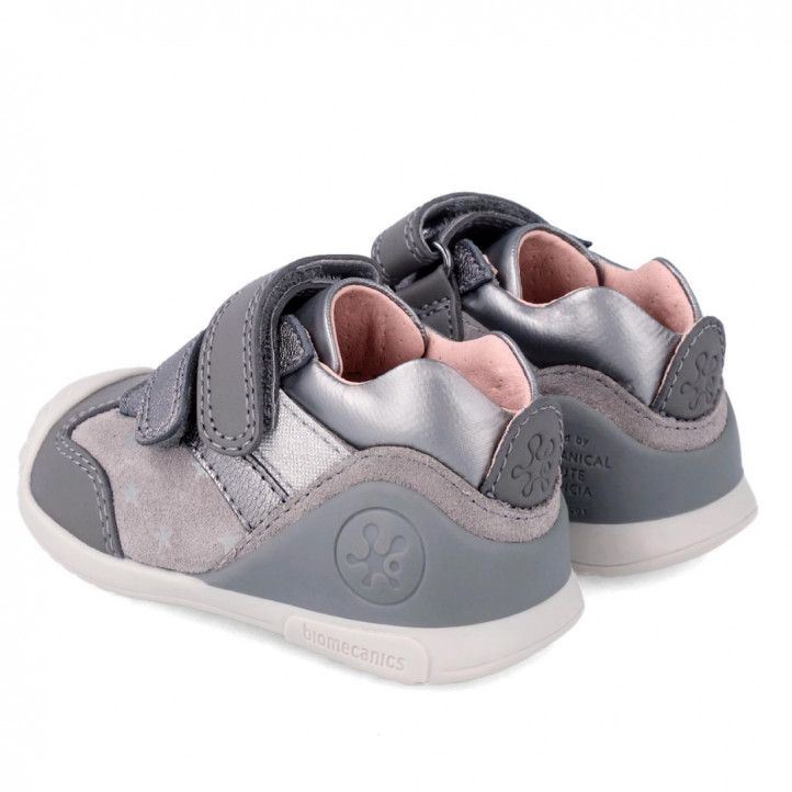 Zapatos Biomecanics para niña grises con doble velcro - Querol online