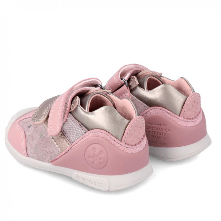 Zapatos Biomecanics para niña rosas con doble velcro - Querol online