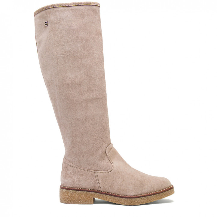 BOTAS ALTAS PLANAS ARENA CON CREMALLERA VEGA PORRONET - Querol online