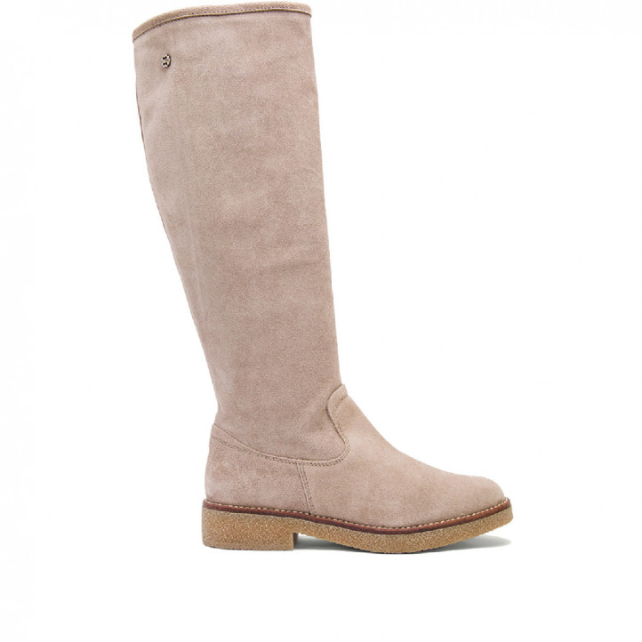 BOTAS ALTAS PLANAS ARENA CON CREMALLERA VEGA PORRONET - Querol online