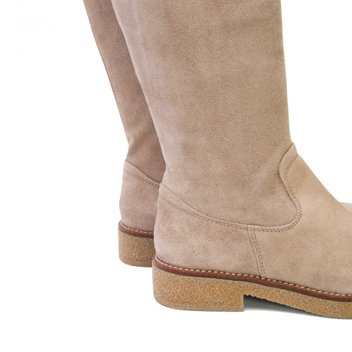 BOTAS ALTAS PLANAS ARENA CON CREMALLERA VEGA PORRONET - Querol online