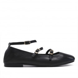 Bailarinas Top3 negras con tres tiras cogidas con hebillas - Querol online