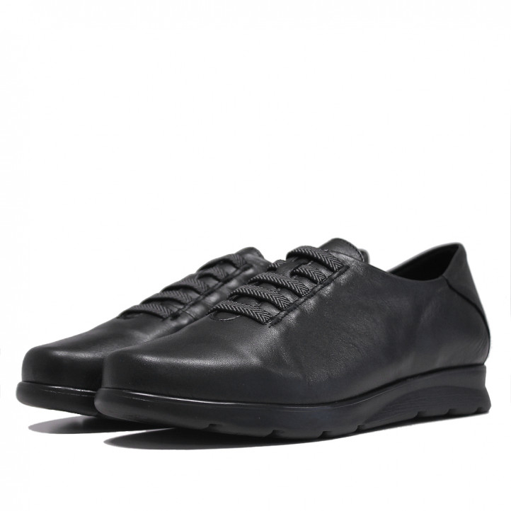 Zapatos planos Suite009 negros de piel y elásticos cómodos - Querol online