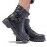 Botins plans Top3 negres de pell amb doble sivella i cremallera lateral