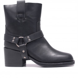 Botines planos CORINA STYLE negras con altura media de piel vegana - Querol online