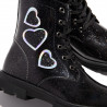 Botines Conguitos de niña corazones cordones negro