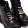 Botines Conguitos de niña con cuentas y cordones negro