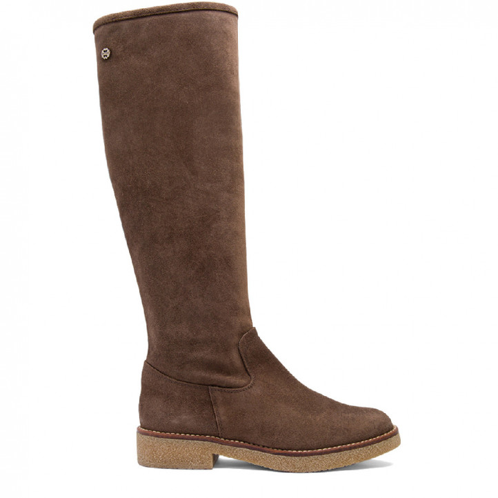 BOTAS ALTAS PLANAS MOKA CON CREMALLERA VEGA PORRONET - Querol online