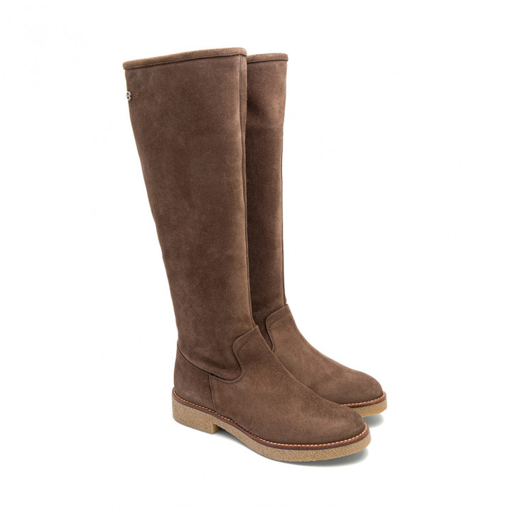 BOTAS ALTAS PLANAS MOKA CON CREMALLERA VEGA PORRONET - Querol online