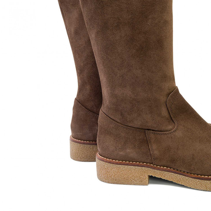 BOTAS ALTAS PLANAS MOKA CON CREMALLERA VEGA PORRONET - Querol online