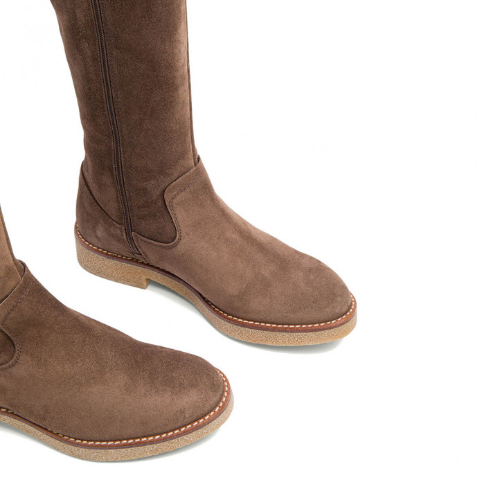 BOTAS ALTAS PLANAS MOKA CON CREMALLERA VEGA PORRONET - Querol online
