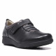 Zapatos planos Treintas negros de piel con velcro y cordones elásticos, con plantilla extraíble - Querol online