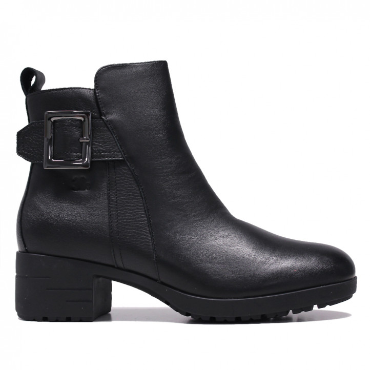 Botines tacón Treintas negros de piel con hebilla lateral - Querol online