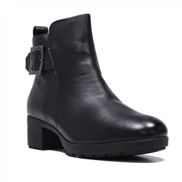 Botins de taló Treintas negres de pell amb sivella lateral - Querol online