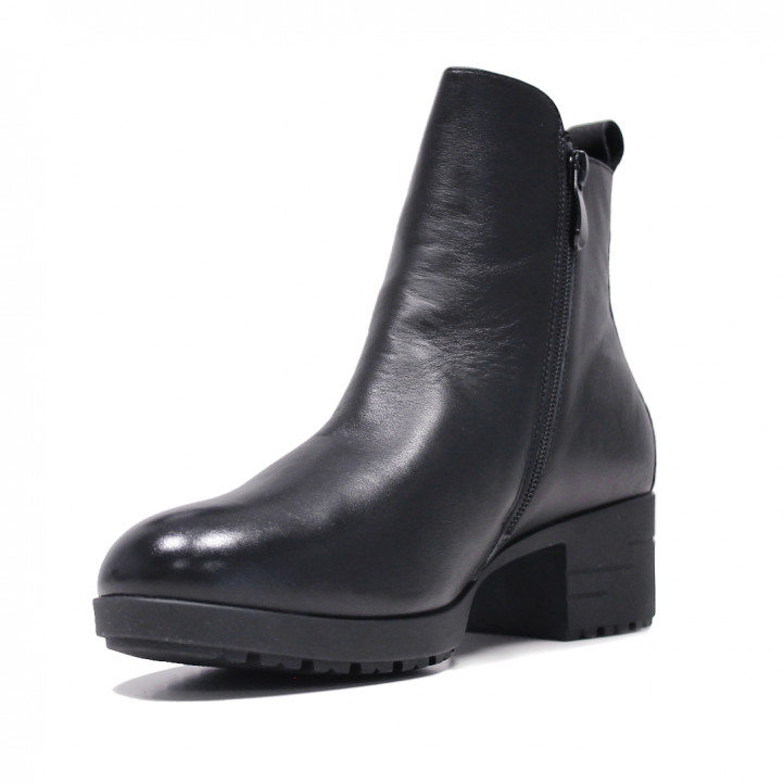 Botines tacón Treintas negros de piel con hebilla lateral - Querol online