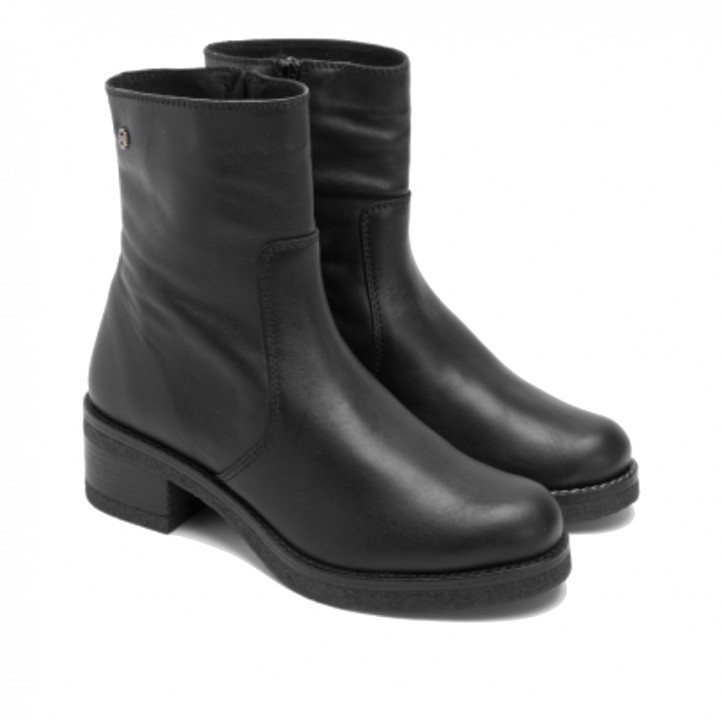 BOTINES PLANOS NEGROS CON CREMALLERA PAX PORRONET - Querol online