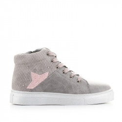 Botines CRECENDO grises con detalles en rosa y cordones - Querol online