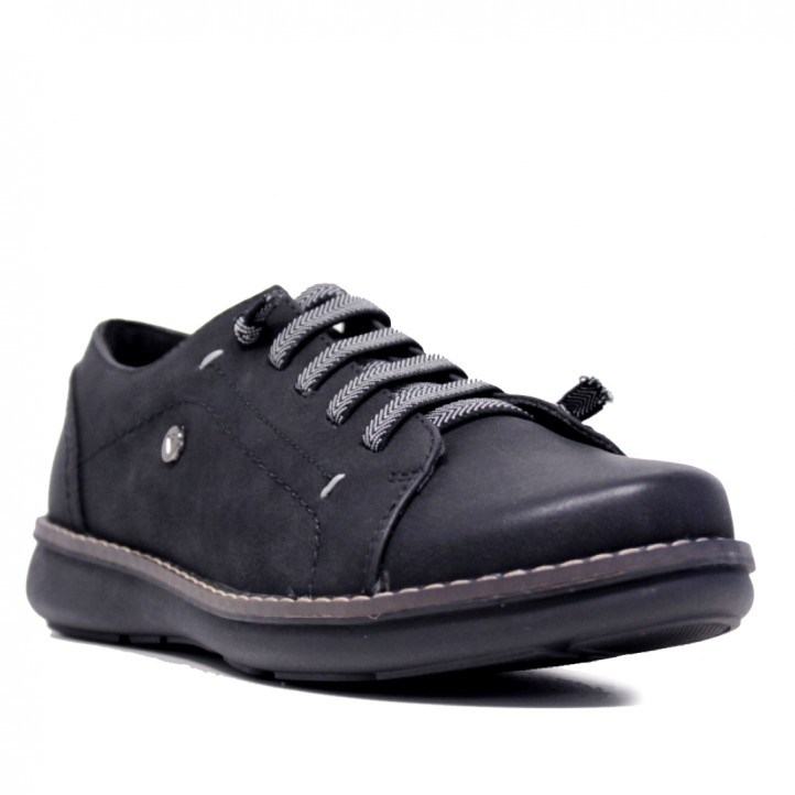 Zapatos planos VIRUCCI negras con elasticos a modo de cordones - Querol online