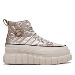 Zapatillas altas Stay metalizadas acolchadas y con plataforma beige alta - Querol online