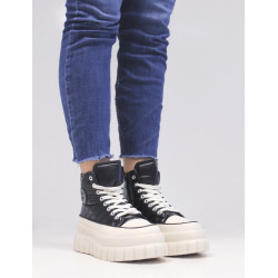 Zapatillas altas Stay negras acolchadas y con plataforma beige alta - Querol online