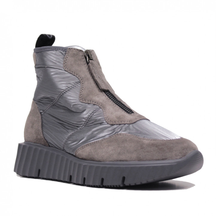 Zapatillas altas Weekend kolding de serraje y tejido en color gris - Querol online