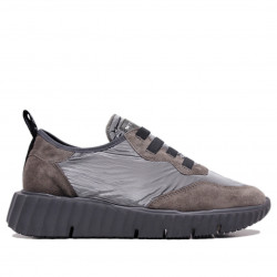 Zapatillas Weekend concordia de piel y tejido gris metalizadp - Querol online