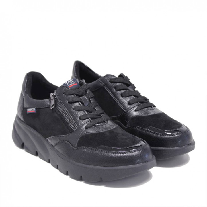 Zapatillas negros con cremallera lateral exterior - Querol online
