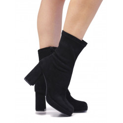 Botines tacón D'Angela negros aterciopeladas con tacón alto - Querol online