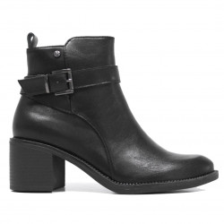 Botines tacón Calzapies negros de altura media con hebilla - Querol online