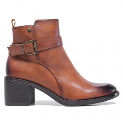 Botines tacón Calzapies marrones de altura media con hebilla - Querol online