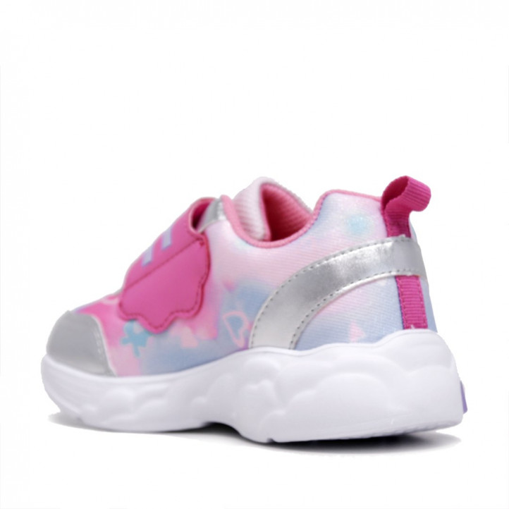Zapatillas deporte Bubble Kids plateadas con luces en las nubes y unicornios - Querol online