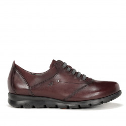 Sabates planes Fluchos amb cordons elasticos bordeus de pell - Querol online