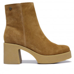 Botins de taló Top3 de serratge marrons amb taló ample - Querol online