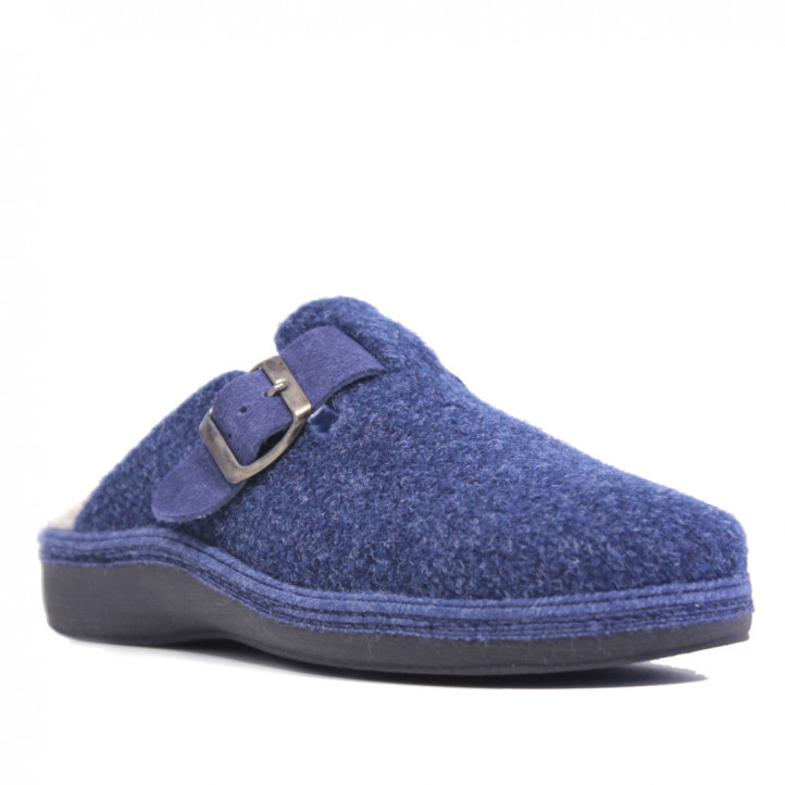 Zapatillas casa SALVI de color azules con hebilla lateral - Querol online