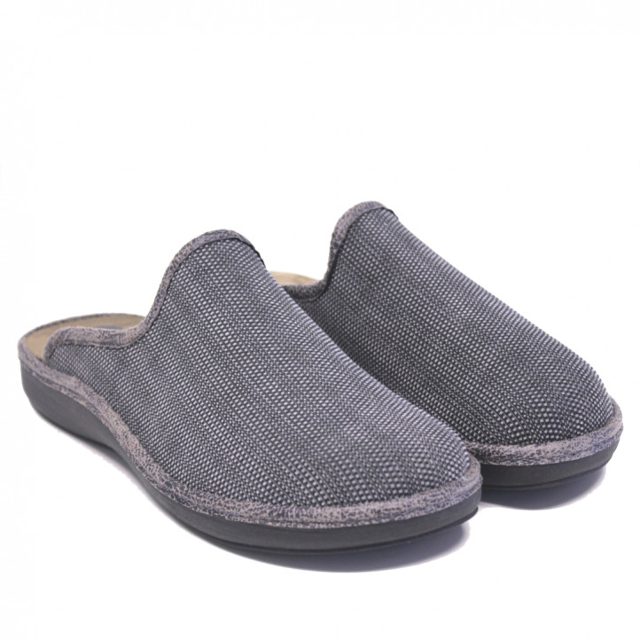 Zapatillas casa SALVI grises de hombre abiertos por detrás - Querol online