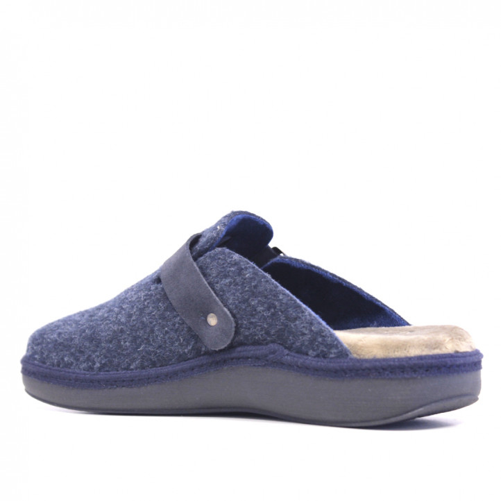 Zapatillas casa SALVI azules con hebilla lateral para hombre - Querol online