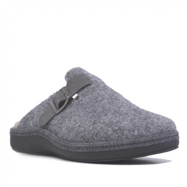 Zapatillas casa SALVI grises con hebilla lateral para hombre - Querol online