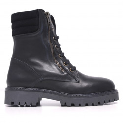 Botines planos BRANS negros con cremallera lateral y acolchado en la parta de la caña - Querol online