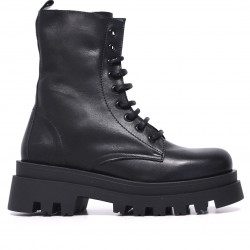 Botines plataforma negros de piel suave y suela track - Querol online