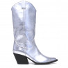 Botas planas Corina campera plateada con tacón cuadrado