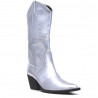 Botas planas Corina campera plateada con tacón cuadrado