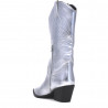 Botas planas Corina campera plateada con tacón cuadrado