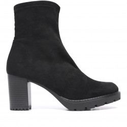 Botines tacón Miss Elastic negros ajustables efecto ante - Querol online