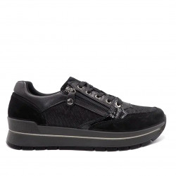 Zapatillas Imac negras con texturas animal print - Querol online